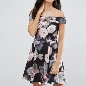 Jessica Wright Floral Bardot Skater Dress size US 6